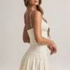 Vestito corto A-line con ruches in modal Kelbie con stampa floreale