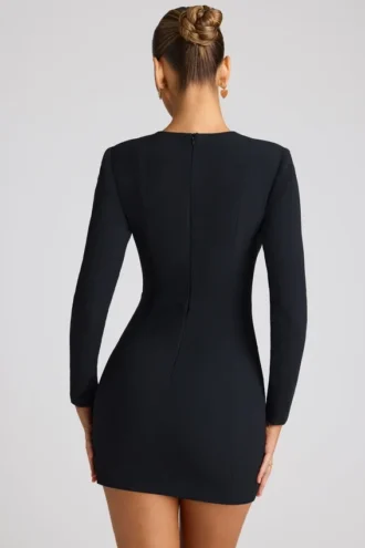 Vestito corto a maniche lunghe con cut-out a cuore Luciana in nero