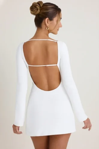 Vestito corto a maniche lunghe con cut-out Mavisa in bianco