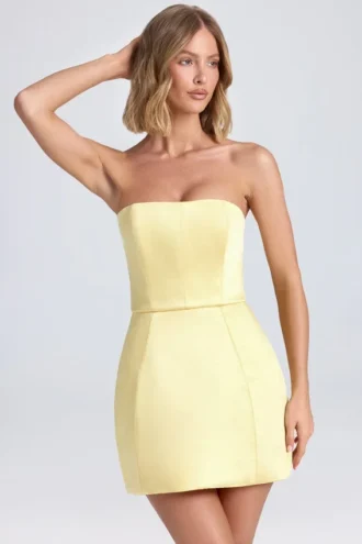 Vestito corto a tulipano strutturato con fascia Haisley in color sorbetto al limone