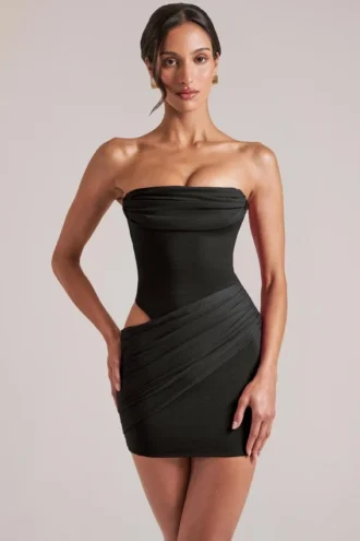 Vestito corto aderente a fascia Veda in nero