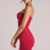 Vestito corto aderente a fascia Veda in rosso ciliegia