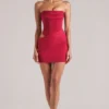 Vestito corto aderente a fascia Veda in rosso ciliegia