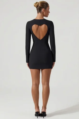 Vestito corto aderente con cut-out a forma di cuore Adelia in nero