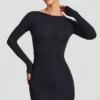Vestito corto aderente con schiena scoperta Lyla in Modal, colore nero Vestito corto aderente con schiena scoperta Lyla in Modal, colore nero