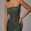 Vestito corto aderente trasparente con decorazioni Caprice in verde smeraldo Vestito corto aderente trasparente con decorazioni Caprice in verde smeraldo