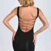 Vestito corto Aoife con bordi in pizzo modal, nero Vestito corto Aoife con bordi in pizzo modal, nero