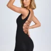 Vestito corto Aoife con bordi in pizzo modal, nero Vestito corto Aoife con bordi in pizzo modal, nero