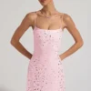 Vestito corto Averie trasparente con decorazioni e scollo quadrato in rosa Vestito corto Averie trasparente con decorazioni e scollo quadrato in rosa