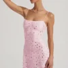 Vestito corto Averie trasparente con decorazioni e scollo quadrato in rosa Vestito corto Averie trasparente con decorazioni e scollo quadrato in rosa