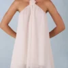 Vestito corto babydoll con scollo all’americana Evania in avorio