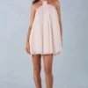 Vestito corto babydoll con scollo all’americana Evania in avorio