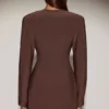 Vestito corto blazer monopetto Azelie in marrone cioccolato Vestito corto blazer monopetto Azelie in marrone cioccolato