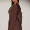 Vestito corto blazer monopetto Azelie in marrone cioccolato Vestito corto blazer monopetto Azelie in marrone cioccolato