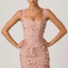 Vestito corto Briar con applicazioni ricamate in rosa antico Vestito corto Briar con applicazioni ricamate in rosa antico