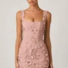Vestito corto Briar con applicazioni ricamate in rosa antico Vestito corto Briar con applicazioni ricamate in rosa antico