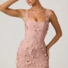 Vestito corto Briar con applicazioni ricamate in rosa antico Vestito corto Briar con applicazioni ricamate in rosa antico