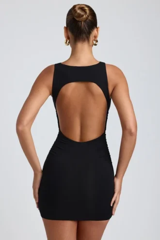 Vestito corto Coa in modal con collo alto e schiena scoperta, colore nero