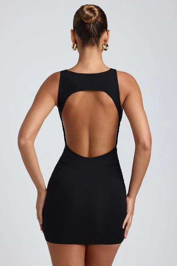 Vestito corto Coa in modal con collo alto e schiena scoperta, colore nero Vestito corto Coa in modal con collo alto e schiena scoperta, colore nero