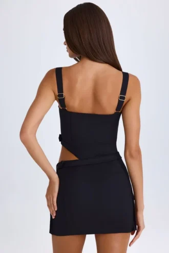 Vestito corto con cintura e cut-out Acadia in nero