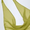 Vestito corto con collo a cappuccio e schiena scoperta Iona in verde oliva
