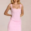 Vestito corto con corsetto in pizzo Aralyn in rosa fiorito Vestito corto con corsetto in pizzo Aralyn in rosa fiorito