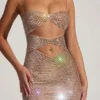 Vestito corto con cut-out decorato Ayleen in color mandorla Vestito corto con cut-out decorato Ayleen in color mandorla