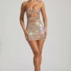 Vestito corto con cut-out decorato Ayleen in color mandorla Vestito corto con cut-out decorato Ayleen in color mandorla