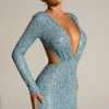 Vestito corto con cut-out decorato Marva in azzurro Vestito corto con cut-out decorato Marva in azzurro