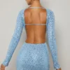Vestito corto con cut-out decorato Marva in azzurro Vestito corto con cut-out decorato Marva in azzurro