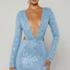 Vestito corto con cut-out decorato Marva in azzurro Vestito corto con cut-out decorato Marva in azzurro