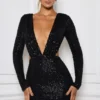 Vestito corto con cut-out decorato Marva in nero Vestito corto con cut-out decorato Marva in nero
