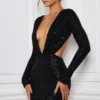 Vestito corto con cut-out decorato Marva in nero Vestito corto con cut-out decorato Marva in nero