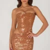 Vestito corto con cut-out decorato Rania in bronzo Vestito corto con cut-out decorato Rania in bronzo
