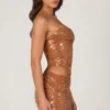 Vestito corto con cut-out decorato Rania in bronzo Vestito corto con cut-out decorato Rania in bronzo