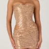 Vestito corto con cut-out decorato Rania in oro Vestito corto con cut-out decorato Rania in oro