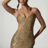 Vestito corto con cut-out decorato Sayzel in oro Vestito corto con cut-out decorato Sayzel in oro