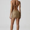 Vestito corto con cut-out decorato Sayzel in oro Vestito corto con cut-out decorato Sayzel in oro