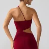 Vestito corto con cut-out e ruches in jersey elasticizzato Shyla, colore rubino Vestito corto con cut-out e ruches in jersey elasticizzato Shyla, colore rubino