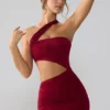 Vestito corto con cut-out e ruches in jersey elasticizzato Shyla, colore rubino Vestito corto con cut-out e ruches in jersey elasticizzato Shyla, colore rubino