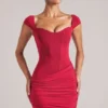 Vestito corto con scollo a cuore Alva in rosso ciliegia Vestito corto con scollo a cuore Alva in rosso ciliegia
