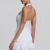 Vestito corto con scollo all’americana e orlo a palloncino con fiocco Millie in bianco Vestito corto con scollo all’americana e orlo a palloncino con fiocco Millie in bianco