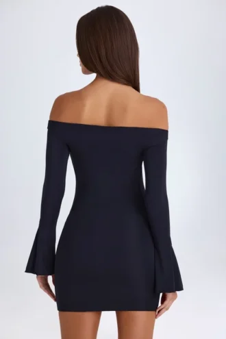 Vestito corto con spalle scoperte e cut-out Madelina in nero