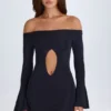 Vestito corto con spalle scoperte e cut-out Madelina in nero Vestito corto con spalle scoperte e cut-out Madelina in nero