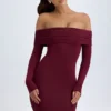 Vestito corto con spalle scoperte Oriana in Modal, colore rosso vino Vestito corto con spalle scoperte Oriana in Modal, colore rosso vino