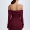 Vestito corto con spalle scoperte Oriana in Modal, colore rosso vino Vestito corto con spalle scoperte Oriana in Modal, colore rosso vino