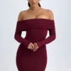 Vestito corto con spalle scoperte Oriana in Modal, colore rosso vino Vestito corto con spalle scoperte Oriana in Modal, colore rosso vino