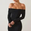 Vestito corto con spalle scoperte Oriana in modal nero Vestito corto con spalle scoperte Oriana in modal nero