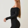 Vestito corto con spalle scoperte Oriana in modal nero Vestito corto con spalle scoperte Oriana in modal nero