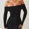 Vestito corto con spalle scoperte Oriana in modal nero Vestito corto con spalle scoperte Oriana in modal nero